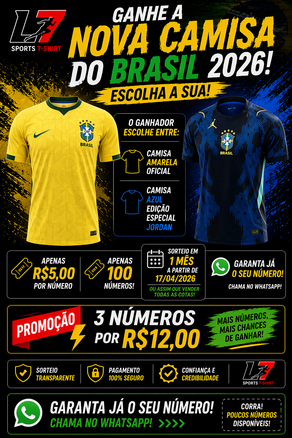 RIFA L7 SPORTS – CAMISA BRASIL 2026